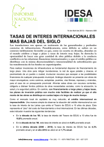 TASAS DE INTERES INTERNACIONALES MAS BAJAS DEL SIGLO