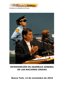 INTERVENCIÓN EN ASAMBLEA GENERAL DE LAS NACIONES