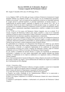 Decreto 228/2010, de 14 diciembre. Regula el Consejo Aragonés del