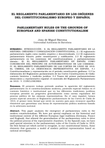 el reglamento parlamentario en los orígenes del constitucionalismo
