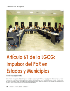Artículo 61 de la lGCG: Impulsor del PbR en Estados y Municipios