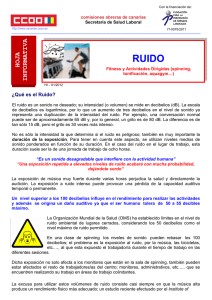 Hoja informativa RUIDO - Comisiones Obreras de Canarias
