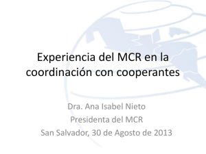 Experiencia del MCR en la coordinación con cooperantes
