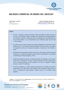 balanza comercial de bienes del uruguay