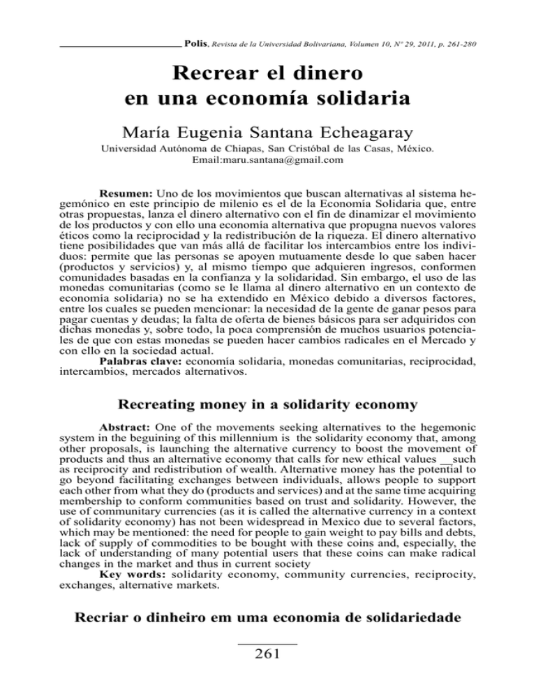 Recrear El Dinero En Una Economía Solidaria