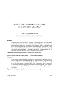 ¿HUBO UNA PSICOTERAPIA VERBAL EN LA GRECIA CLÁSICA