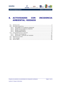 8. ACTIVIDADES CON INCIDENCIA AMBIENTAL. RIESGOS