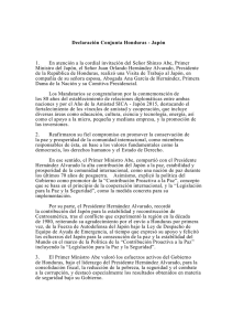 Declaración Conjunta Honduras - Japón 1. En atención a la cordial