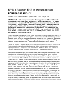 KVK : Rapport IMF ta expresa mesun precupacion cu CFT