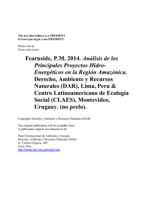 Fearnside, P.M. 2014. Análisis de los Principales Proyectos Hidro