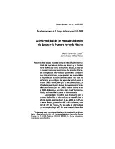 Mercados laborales en Sonora y la Frontera Norte de México