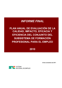 informe final del Plan anual de evaluación de la calidad