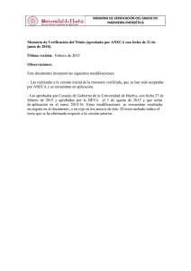 Memoria de verificación. Contiene la información de las asignaturas