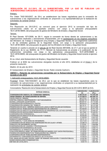 subvenciones concedidas a los sindicatos durante el año 2012