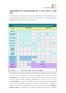 calendario de vacunaciones de la aep para el año 2015
