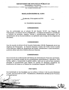 Resolución Interna No. 4-2010 - Ministerio de Finanzas Públicas