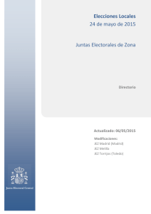 Elecciones Locales 24 de mayo de 2015 Juntas Electorales de Zona