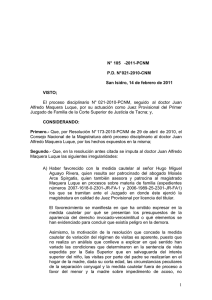 Resolución Nº 105-2011-PCNM - Consejo Nacional de la Magistratura