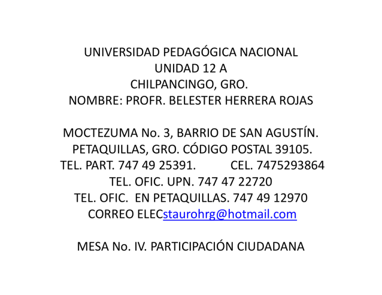 UNIVERSIDAD PEDAGÓGICA NACIONAL UNIDAD - UPN