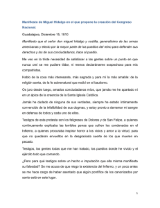 Manifiesto de Miguel Hidalgo en el que propone la creación del