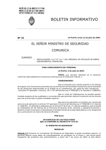 N° 21 - Ministerio de Seguridad Provincia de Buenos Aires
