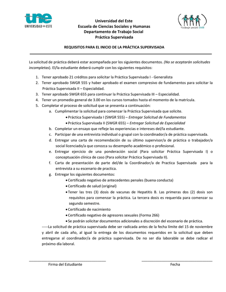 Requisitos Para Iniciar La Práctica Supervisada