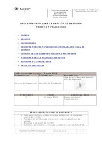 procedimiento para la gestión de residuos tóxicos y peligrosos