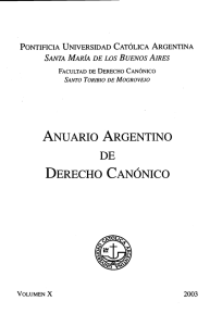 Anuario Argentino de Derecho Canónico, Vol. X