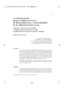 La Reforma Local: primer análisis de la Ley de Racionalización y