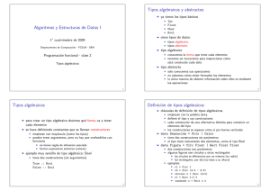 Algoritmos y Estructuras de Datos I Tipos algebraicos y abstractos