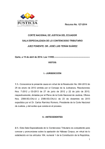 Recurso No. 127-2014 CORTE NACIONAL DE JUSTICIA DEL