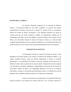 HONORABLE ASAMBLEA - Congreso del Estado de Sonora