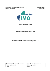 Manual Calidad IMO Chile- INN – certificacion de Productos