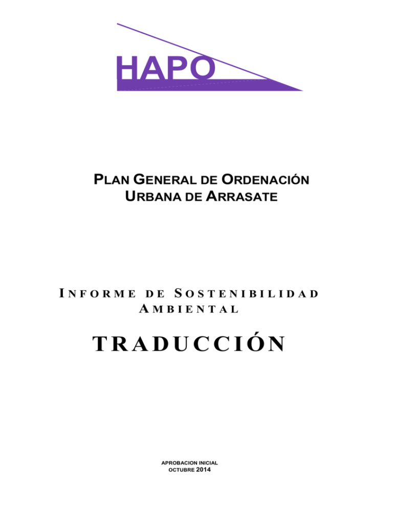 Plan General De Ordenación Urbana De Arrasate I Nforme De S