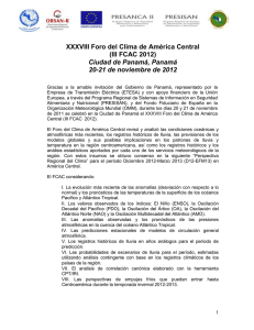 XXXVIII Foro del Clima de América Central (III FCAC 2012) Ciudad