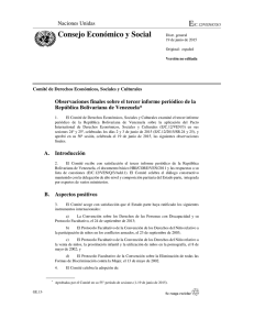 Comité DESC Observaciones Finales al Estado venezolano