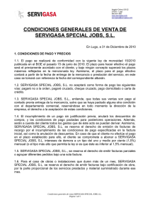 condiciones generales de venta de servigasa special jobs, sl
