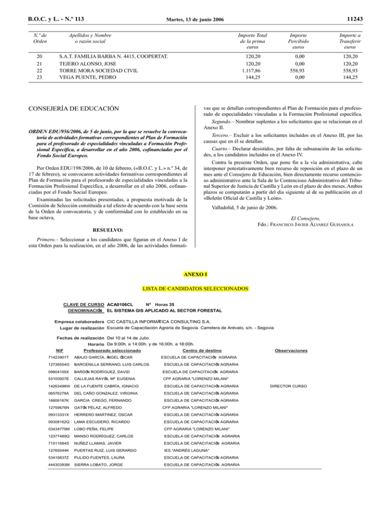 BOC Y L. - N.º 113 11243 CONSEJERÍA DE EDUCACIÓN