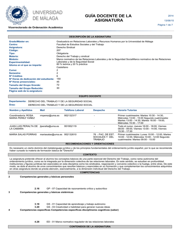 Guía Docente De La Asignatura