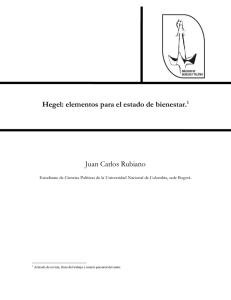 Hegel: elementos para el estado de bienestar.1 Juan Carlos Rubiano