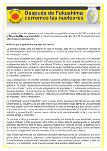 Después de Fukushima cerremos las nucleares