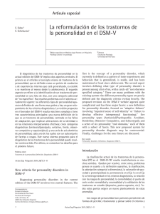 La reformulación de los trastornos de la personalidad en el DSM-V