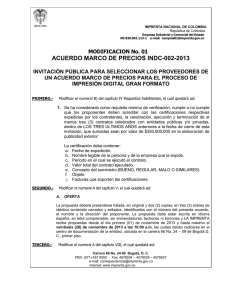Modificación no.01 - Imprenta Nacional de Colombia