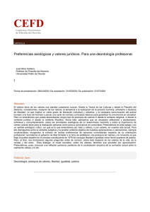 Preferencias axiológicas y valores jurídicos. Para una deontología