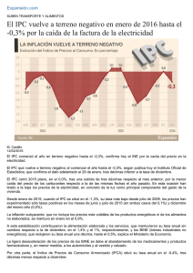 El IPC vuelve a terreno negativo en enero de 2016 hasta