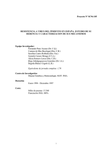 Proyecto Nº SC94-105 RESISTENCIA A VIRUS DEL PIMIENTO EN