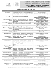 calendario de actividades - Secretaría de Comunicaciones y