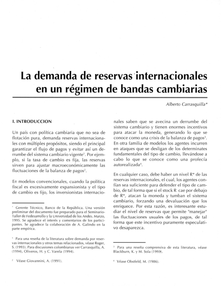 La Demanda De Reservas ·internacionales En Un Régimen De Bandas