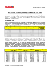 Novedades fiscales y de Seguridad Social para 2012