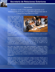 Honduras resalta rol de organismos regionales en el mantenimiento